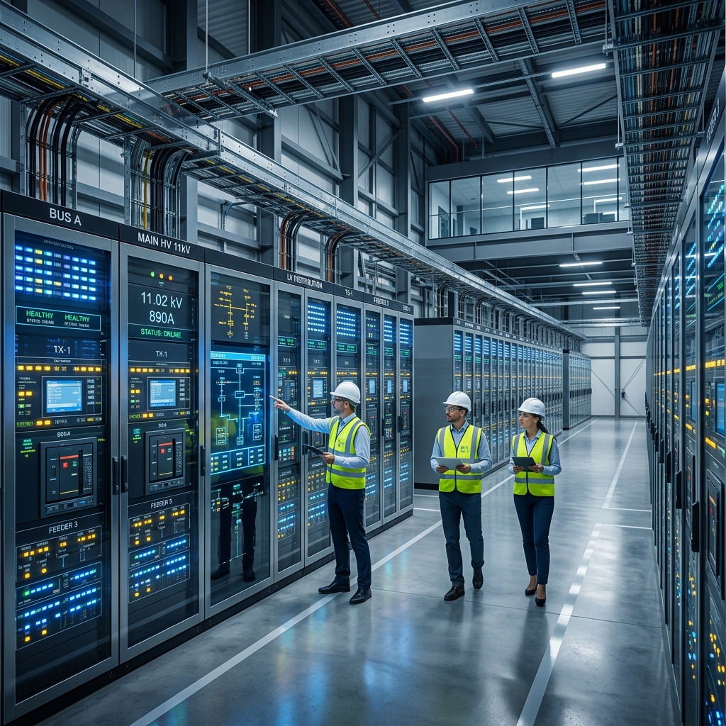 High-Tech Electrical Switchgear Room